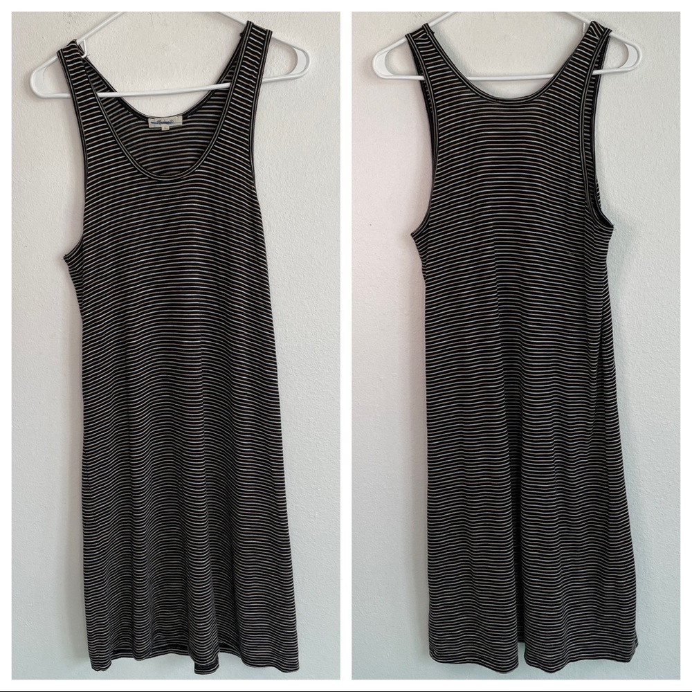 Madewell Black and White Striped Midi Tank Dress